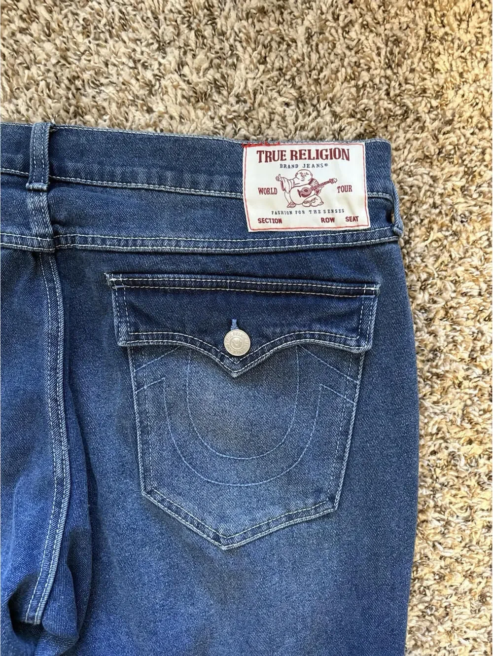 True Religion Geno Relaxed Slim Flap Jeans Men’s Size 36x32 Harmonious Wash NWT